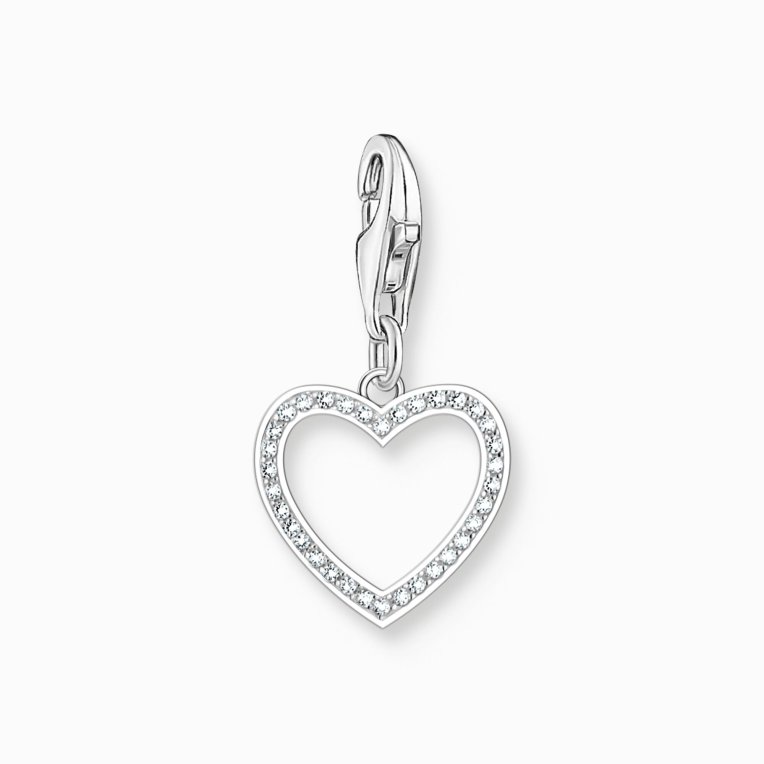 Thomas Sabo Charm-Hängsmycke hjärta med vita silverstenar