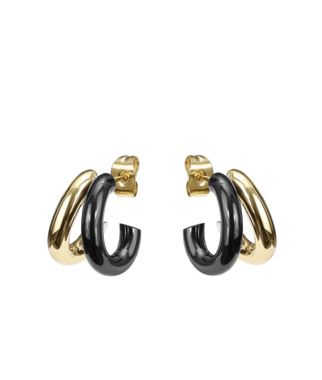 Astrid&Agnes Ruby Double örhänge svart/guld