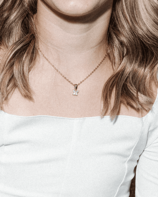 Astrid & Agnes Young Juni halsband guldpläterad stål/CZ med hänge 36cm-6