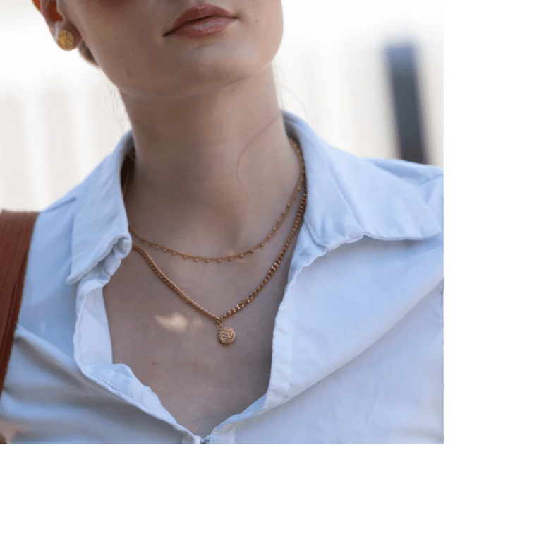 Sintridou halsband med hänge guldpläterat stål 