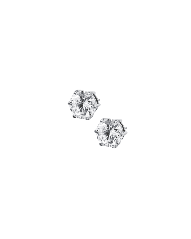 Astrid & Agnes Julie stud örhänge stål 7 mm med vit kubic zirkon