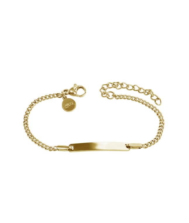 Arock Young Malte armband guldpläterad stål med bricka 2mm 14cm+4 