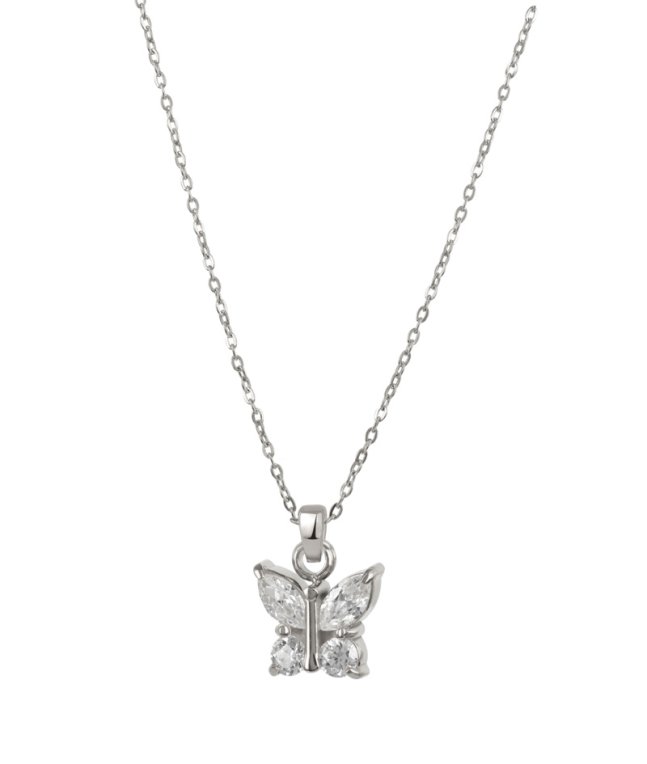 Astrid & Agnes Young Juni halsband stål/CZ med hänge 36cm+6 