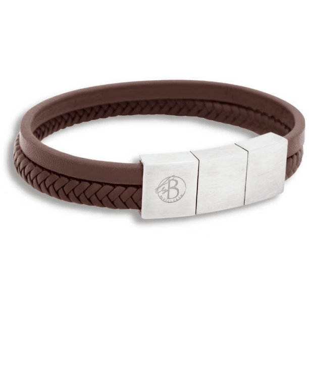 By Billgren Lance Läderarmband brunt/stål 21cm