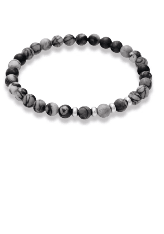 By Billgren Baltsar beads armband med grå meshy jaspis