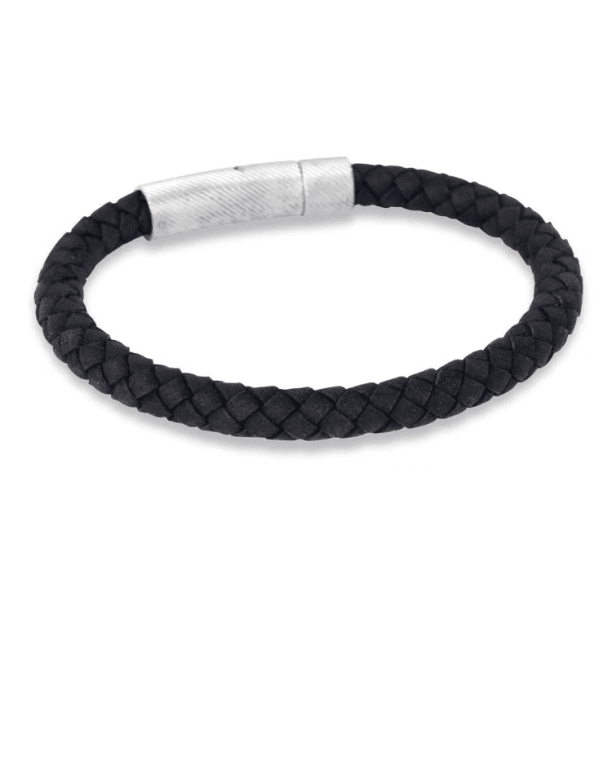 By Billgren Loui läderarmband flätat svart 19 cm