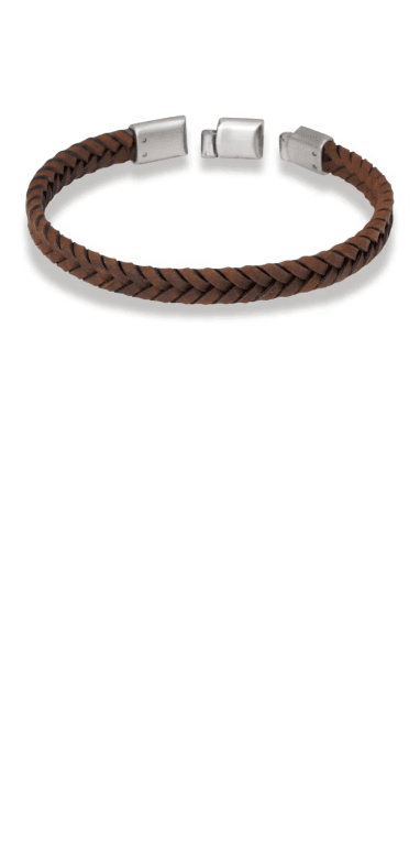 By Billgren Lloyd Armband flätat läder brunt