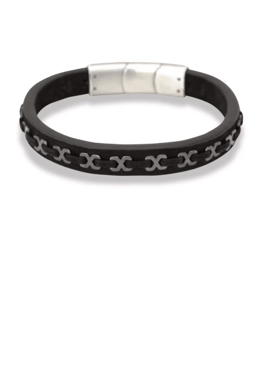 By Billgren Lennox läderarmband stål svart