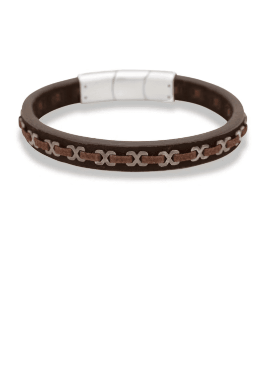 By Billgren Lennox läderarmband stål brun