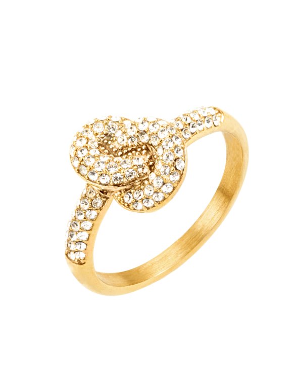 By Jolima crystal ring guldpläterat stål 16