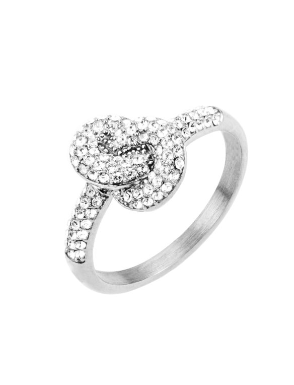 By Jolima Knot crystal ring stål 16