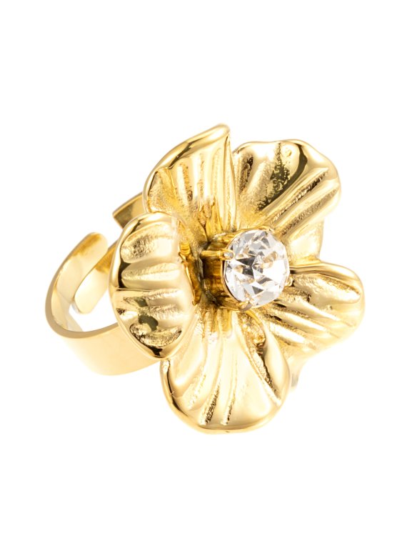 By Jolima Daisy ring crystal guldpläterat stål