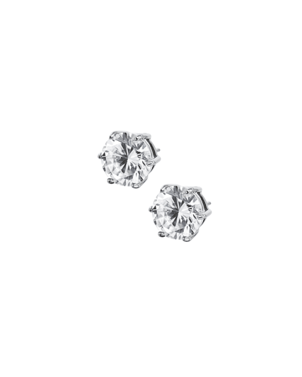 Astrid & Agnes Julie stud örhänge stål 10 mm med vit kubic zirkon