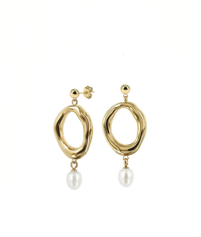 Astrid&Agnes Angelina pärlörhänge guldpläterad stål/sötvattenspärla