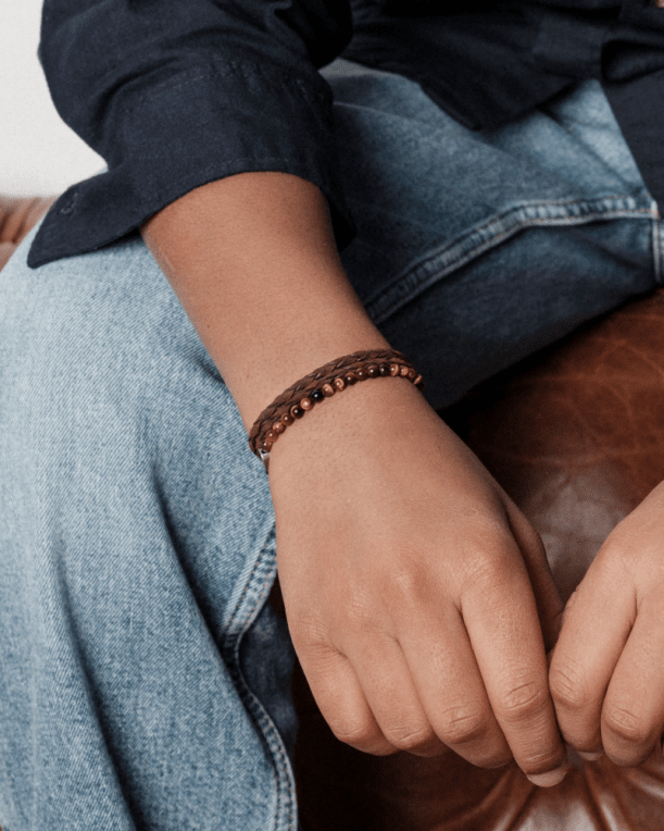 Arock Young Hugo läderarmband brunt 9mm 12,5-14,5 cm