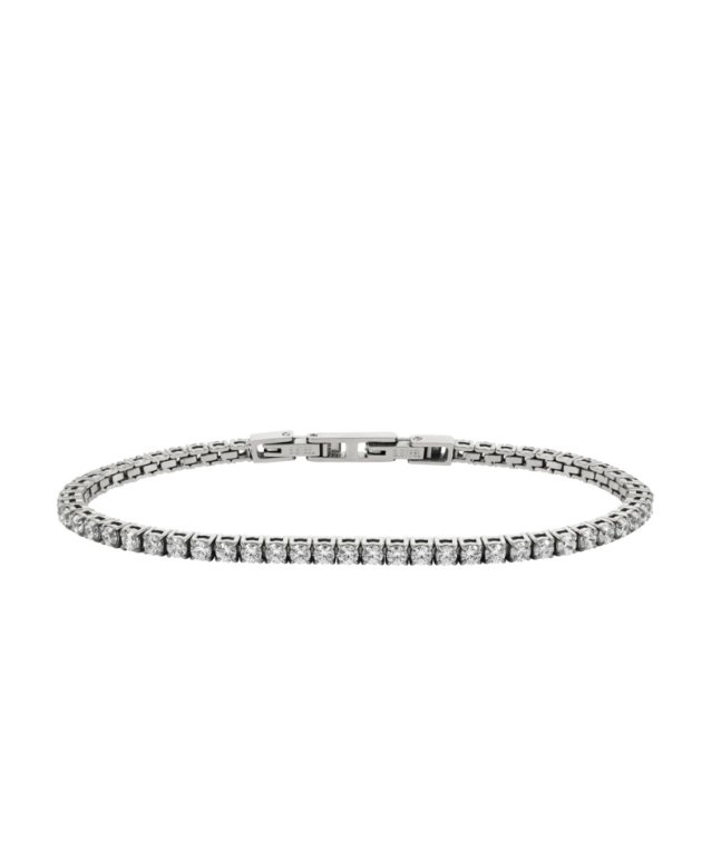 Astrid&Agnes Glimra armband 2mm stål med vita kubic zirkoner