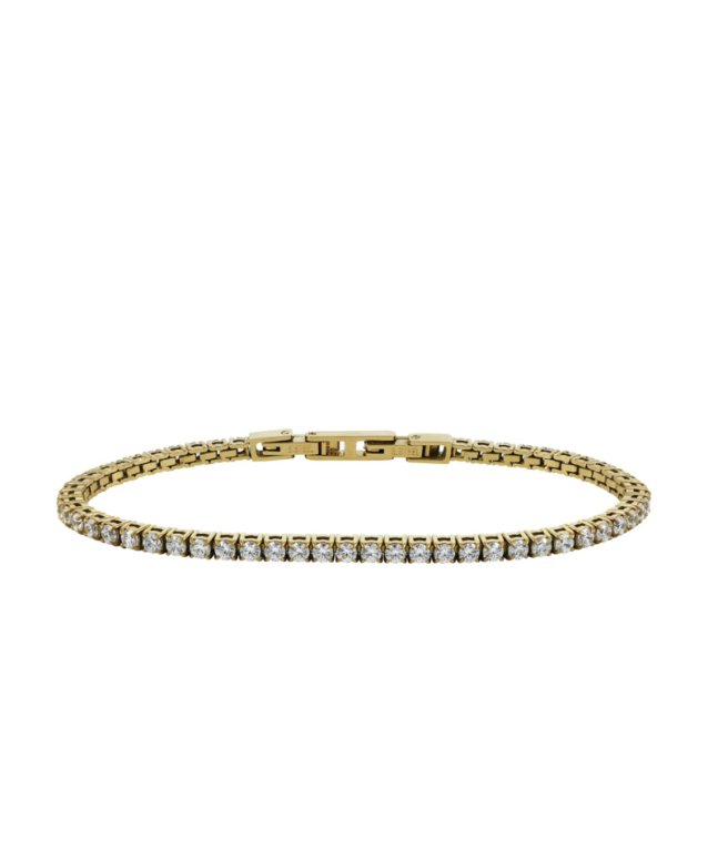 Astird&Agnes Glimra armband 2mm guldpläterat stål med vita kubic zirkoner