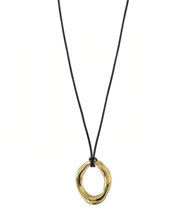 Astrid&Agnes Angelina halsband läder guldpläterad stål