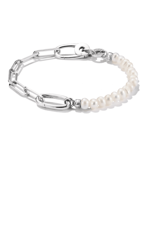 Thomas Sabo Charm armband med gem och pärlor med connect länk i silver