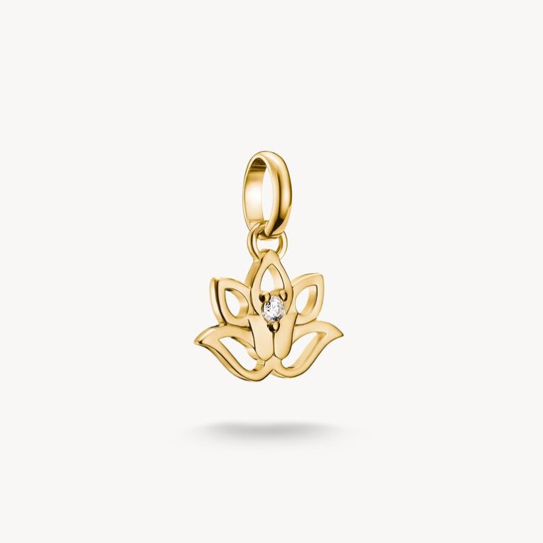 Thomas Sabo Charm hängsmycke lotusblomma med stenar connect förgyllt silver