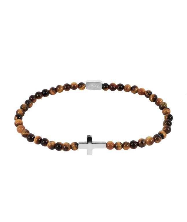Arock Cross armband brun/stål