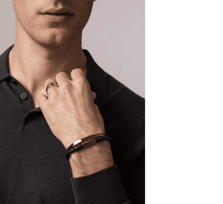 Skultuna Armband läder 6 mm guld/brun storlek L