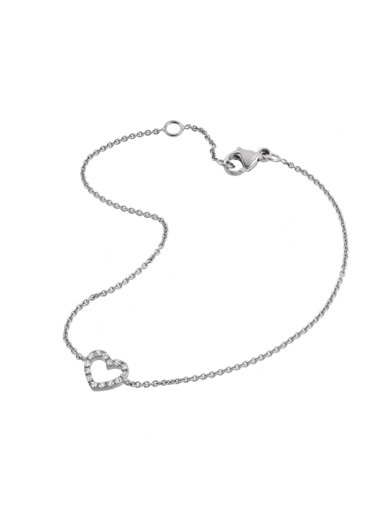 Gemma Armband med genombrutet hjärta med diamanter 0,08 ct vitguld 18 k