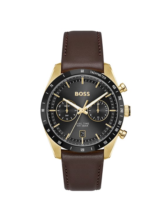 Boss Tourmaster herrklocka brunt läder