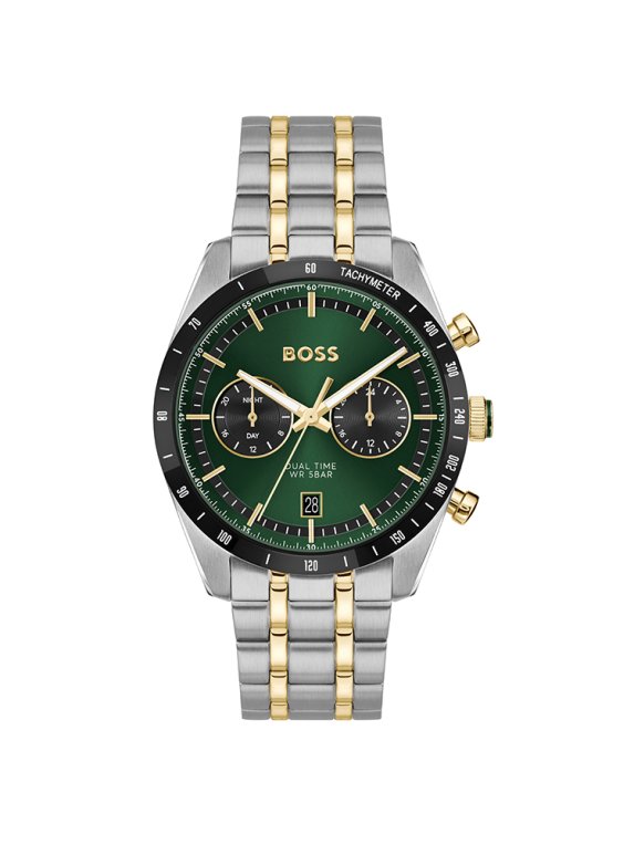 Boss Tourmaster herrklocka stål/guld/grön