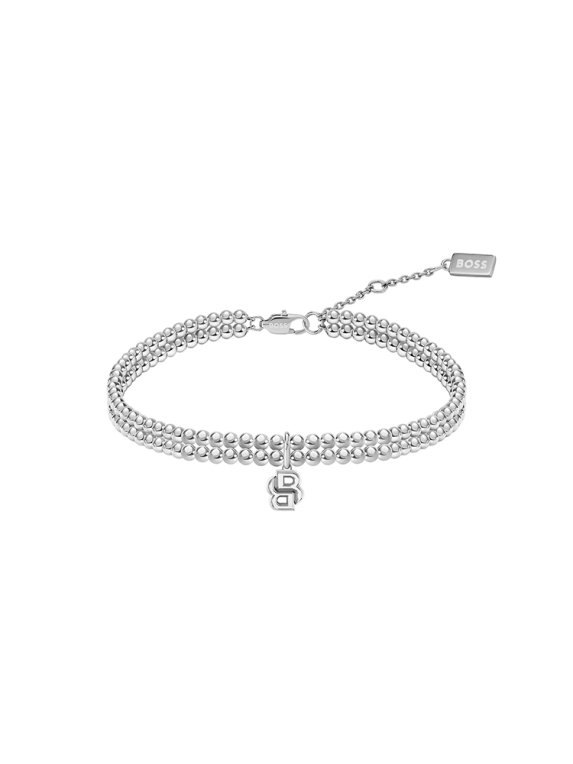 Boss Double b beads armband stål
