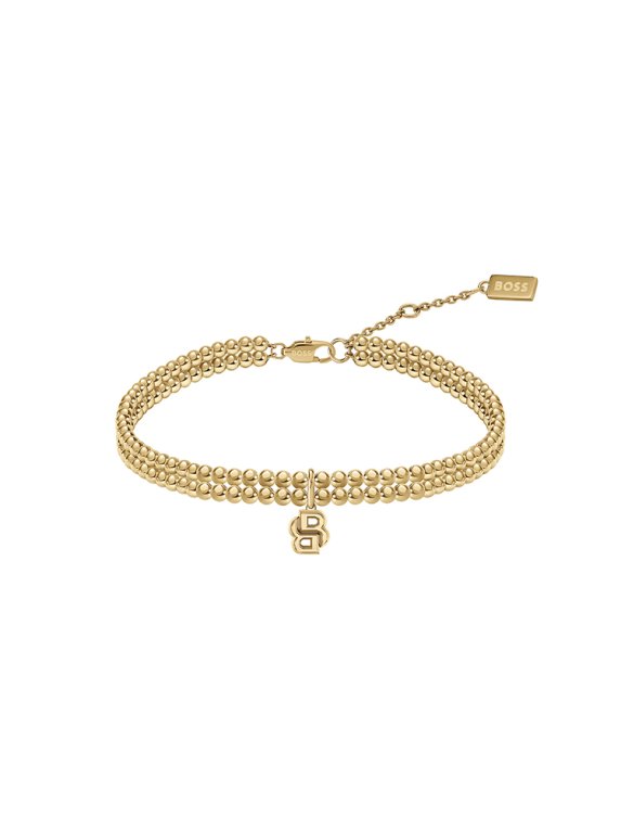 Boss Double b beads armband guldpläterat stål