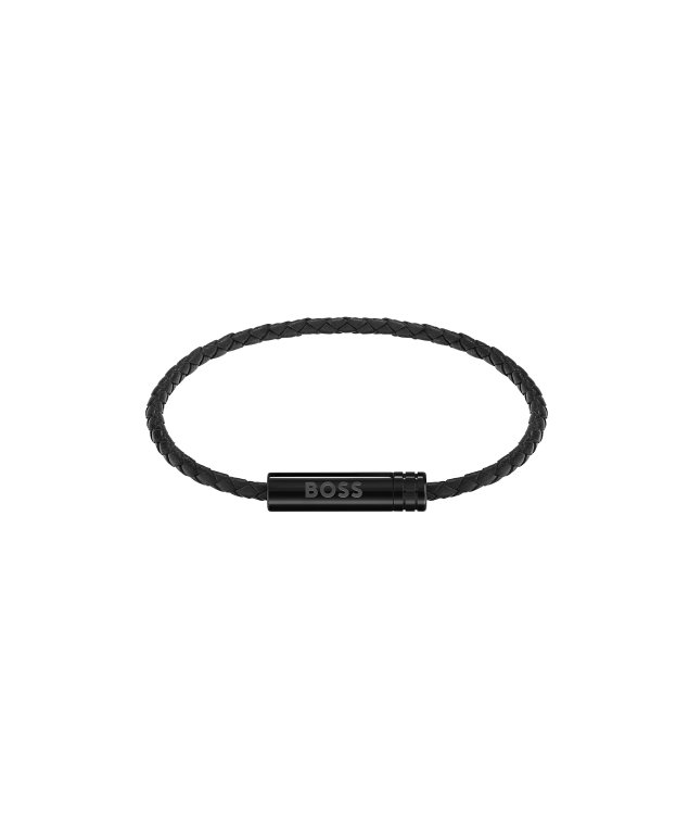 Boss Ares air armband läder svart/stål