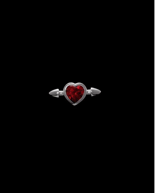 Maria Nilsdotter Pierced heart örhänge silver med granat