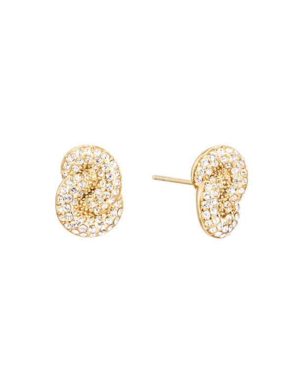 By Jolima Knot crystal stud örhängen guldpläterat stål