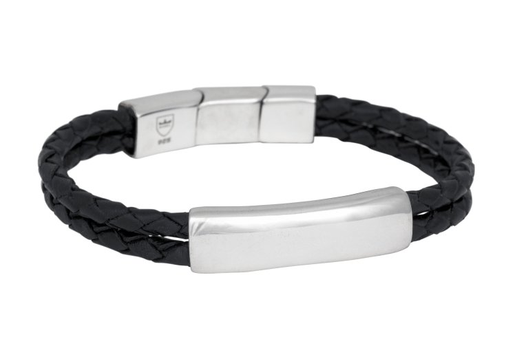 By Billgren Nobel Läderarmband svart/silver 