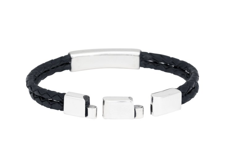 By Billgren Nobel Läderarmband svart/silver 