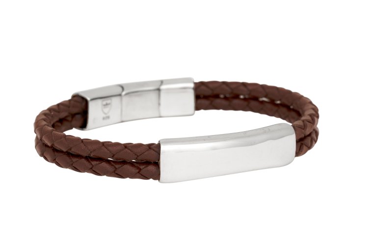 By Billgren Nobel Läderarmband brunt/silver