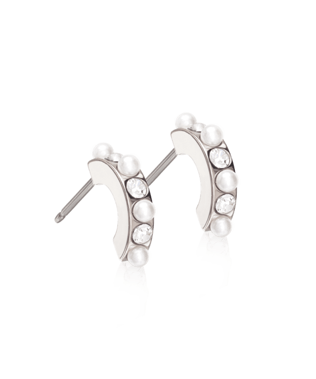 Blomdahl Pendant mixed curved örhänge 10mm titan crystal/white