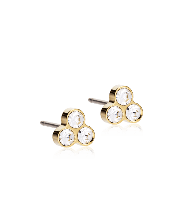 Blomdahl Clover örhänge 6mm guldtitan crystal