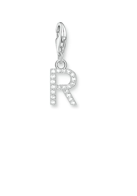 Thomas Sabo Charm-hängsmycke bokstaven R med vita stenar silver