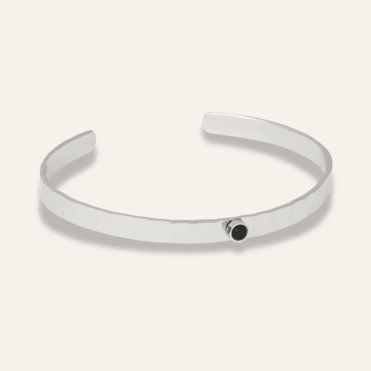 Sintridou Theia armband stål med svart sten 