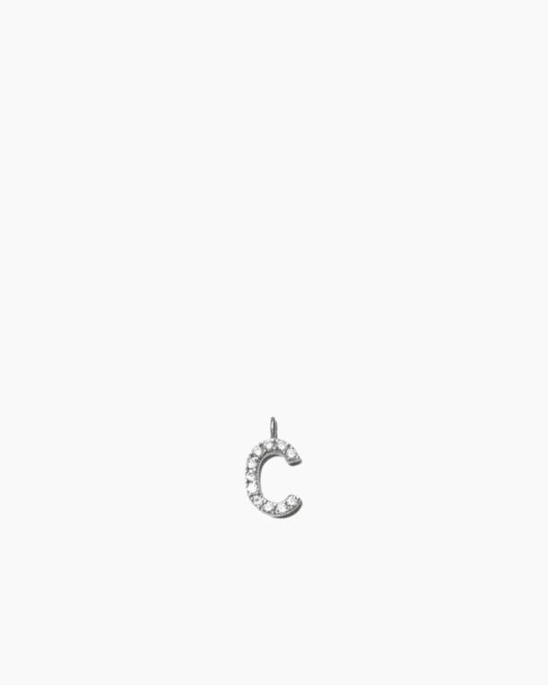 ANI Stone Letter Charm C silver