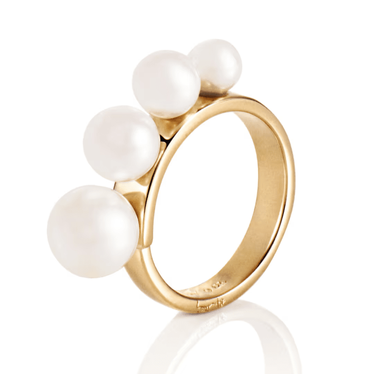 Efva Attling Strings Of Pearls ring guldpläterat silver