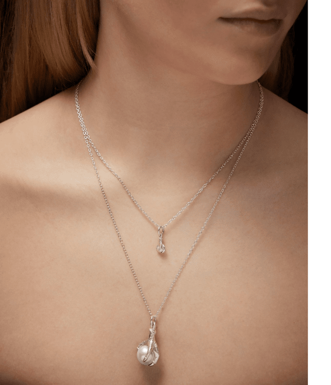 Maria Nilsdotter Tiny Claw Pearl halsband silver med sötvattenpärla