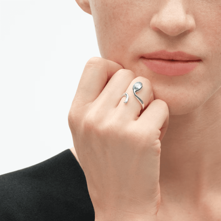 Georg Jensen Torun Archive ring silver med swiss blå topas 