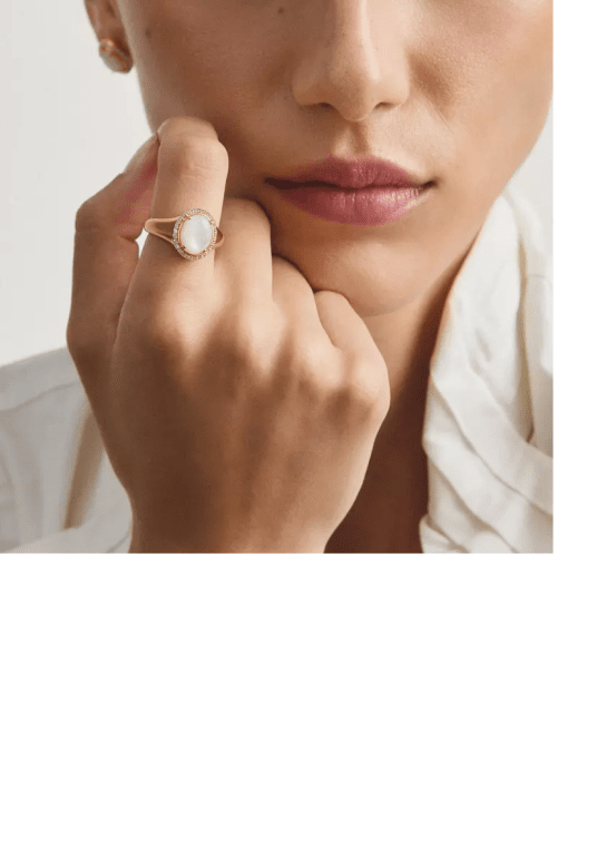 Thomas Sabo Haloring med pärlemor och vit zirkonia Premiumlegering, 18k guldplät