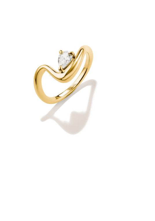 Thomas Sabo Ring med vit zirkonia i droppform Premiumlegering, 18k guldpläterad