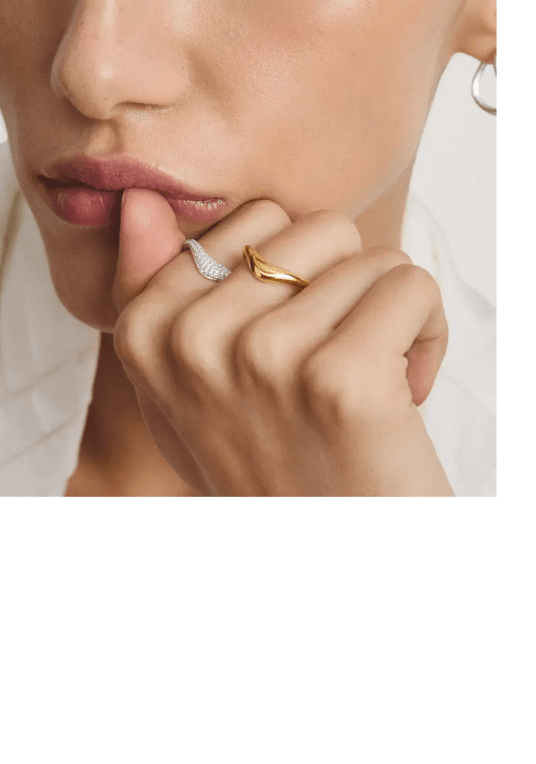 Thomas Sabo Ring i vågform Premiumlegering, 18k guldpläterad