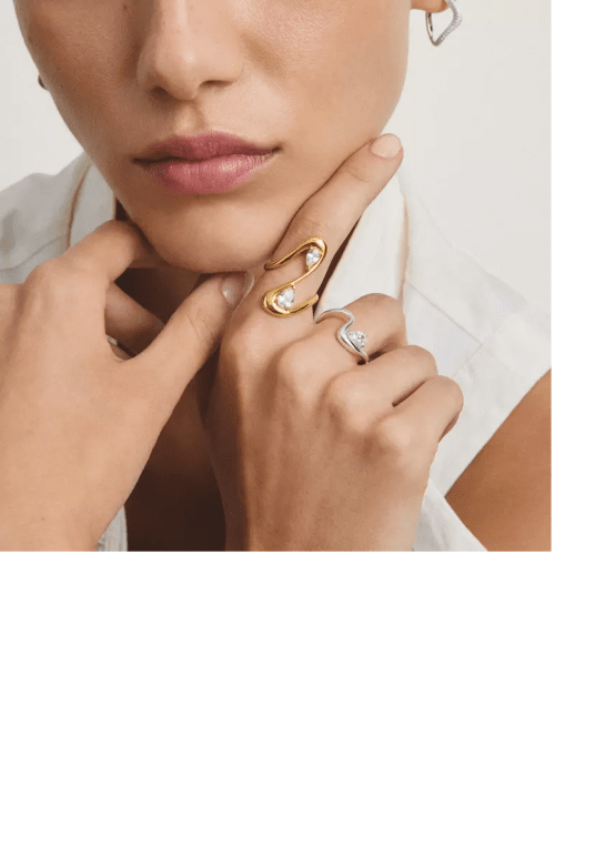 Thomas Sabo Ring med vit zirkonia i droppform Premiumlegering, 18k guldpläterad