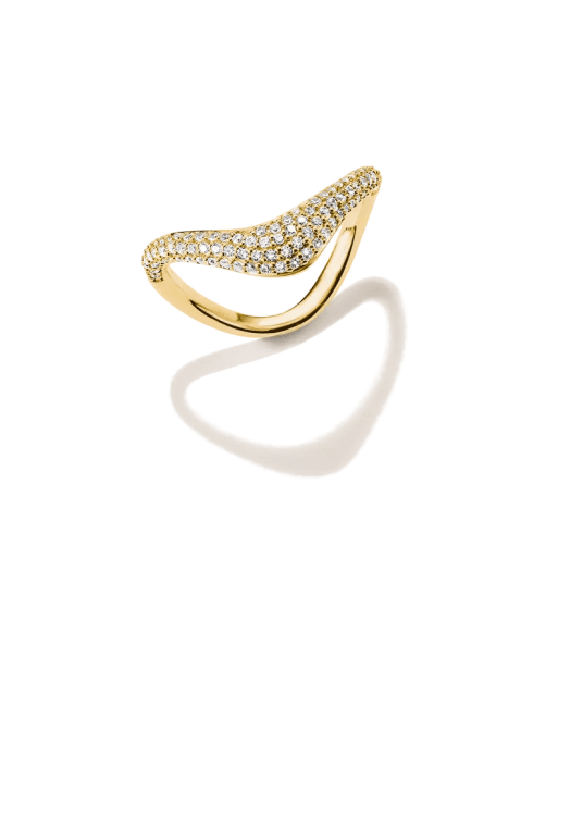 Thomas Sabo Ring med vit zirkonia i vågform Premiumlegering, 18k guldpläterad